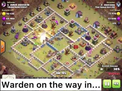 TH12 mass hogs on exposed TH. ZapQuake CC and Eagle. 60 hogs too many for the queen to stop them! Try this in war. [strategy]