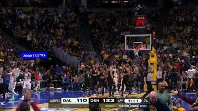 [Highlight] Nikola Jokic activates the jet boosters and gyro steps his way to the basket for an and-1