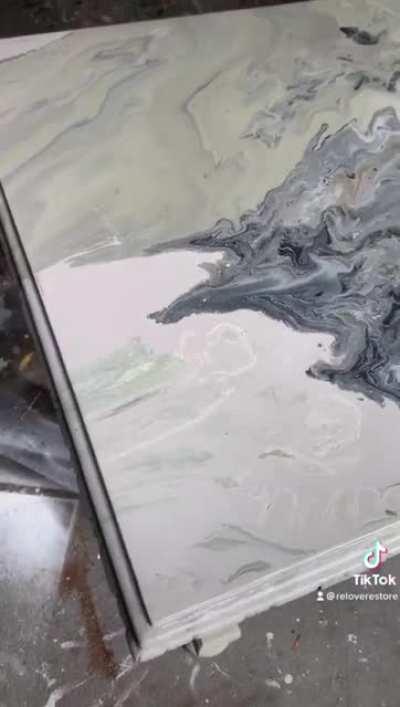 Dirty pour painting using only chalk paints mixed with water