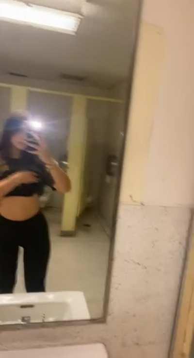 I just couldn't resist getting my tits out, had to go to the school toilet quickly haha... wish you were here with me
