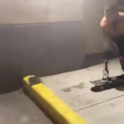 Skater loses his foot(ing)