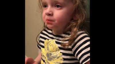 This little girl pretending to like her mother's cooking is the funniest thing. It kills me every single time.