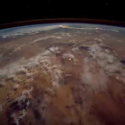 Earth at night viewed from space.