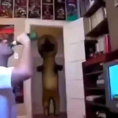 The nerd gets scared caw caw