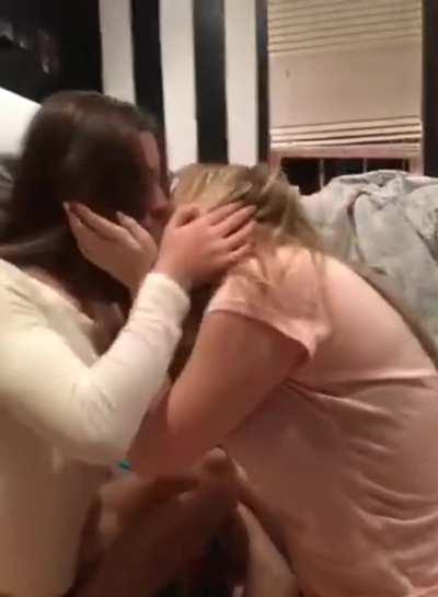 Drunk friends making out