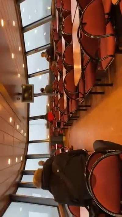 Ferry in Hamburg, Germany during heavy storm this morning