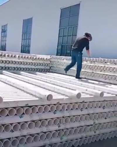 Unloading pipes from the truck