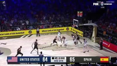 [Highlight] Team Spain with the definition of a scramble play, as their offensive trip ends with a Rudy Fernandez triple.