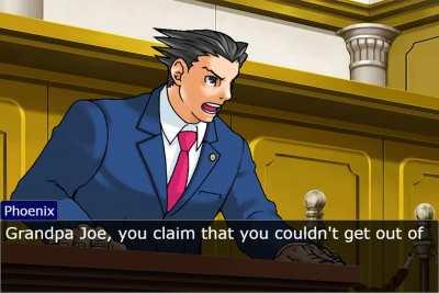 Phoenix Wright takes Grandpa Joe to court