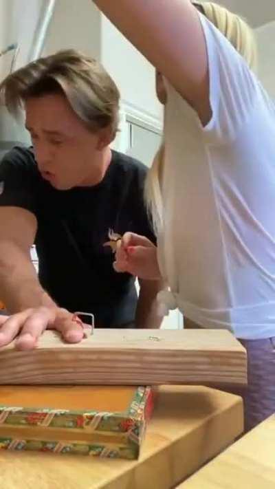 The amount of time she takes to realise what's going in..