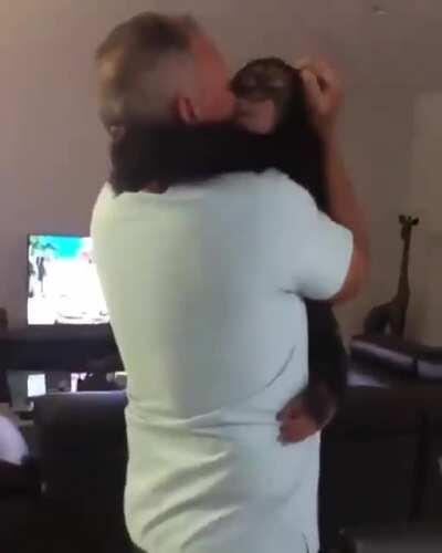 Rescued baby chimp sees old caretaker