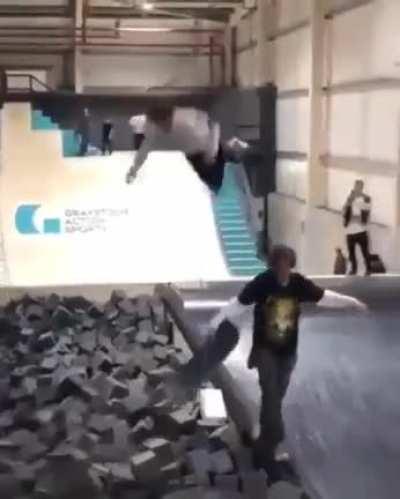 my guy really tried pedalling in mid-air to slow himself down