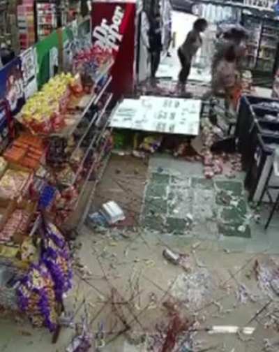 Woman destroys store cause the owners of the store couldn't speak proper english.