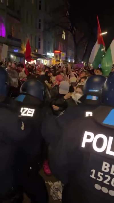 German police beating pro humanity women protesters on International Women's Day for demanding an end to the Gaza genocide.