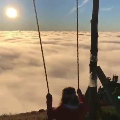 A swing on the Pokut plateau in Turkey where you literally swing above the clouds