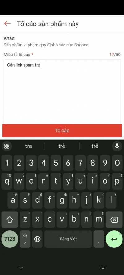Cách Tố cáo khi gặp link spam shopee