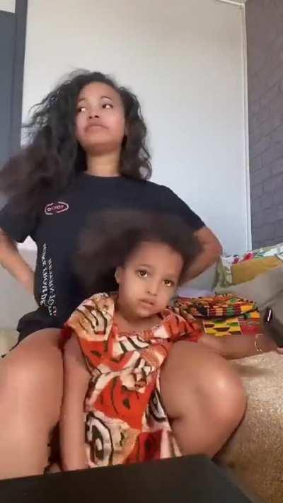 Her mom tried to braid her hair.