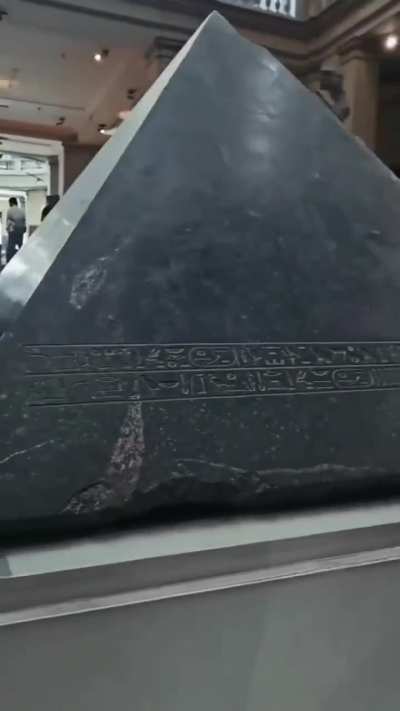 One of the tops of the Egyptian pyramids. This is the Benben stone (c. 1840 BC), which was discovered in the Temple of the Phoenix.