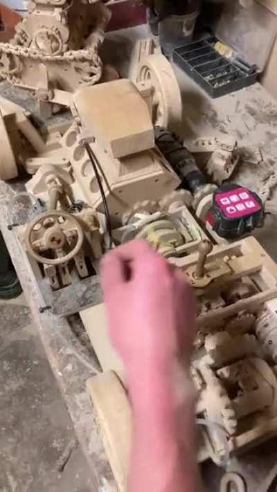 Working car model made of wood