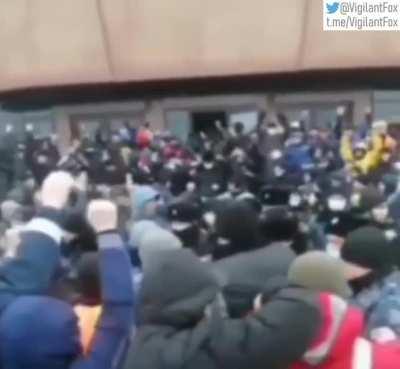 Kazakhstan authorities have desperately declared a state of emergency in response to nationwide protests, shutting off internet access and deploying the national guard. But they're losing control as the entire police station in Atyrau sided with the peopl