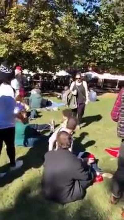 Little girl had such a good time at a music festival, she wanted to hug everyone goodbye.