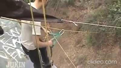 Zip-line Calamity Along The Overpass