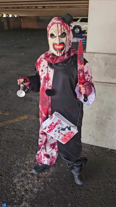 My son wanted to be art the clown for halloween🎃🖤