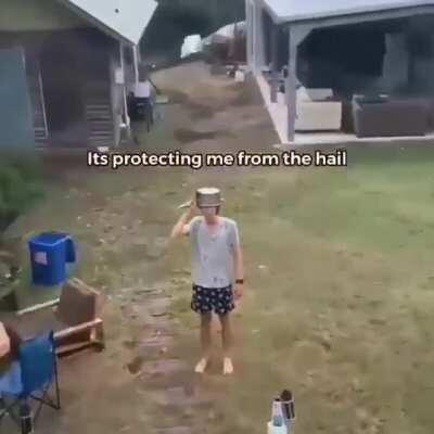 The pan couldn't save him...