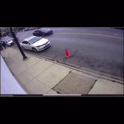 CCTV footage from today's mass shooting in Chicago that left ~16 people shot | The shooting reportedly occurred as a large group of people were leaving a funeral. People in a passing car opened fire on the crowd while people in the crowd fired back. FBI a