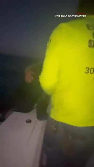 Guy swept out to sea while diving, found by his family just before darkness.
