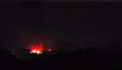 PAF C-130 aircraft is getting engulf in fire in Rawalpindi air force base after being struck by Indian cruise missiles