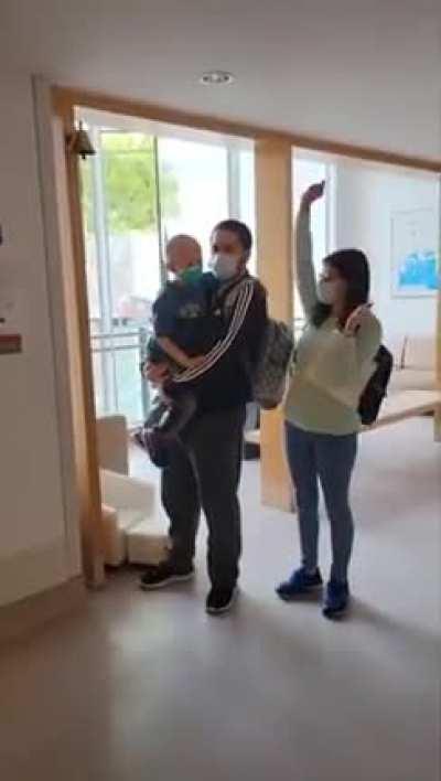 In case anyone needs some extra hope right now, 7-year old Theo was diagnosed with leukemia, survived two bone marrow transplants, then went through gruelling chemotherapy. He just beat cancer.