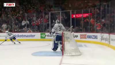 Easton Cowan goes post and in for his first career OT winner in the building he scored his first NHL goal back in November.
