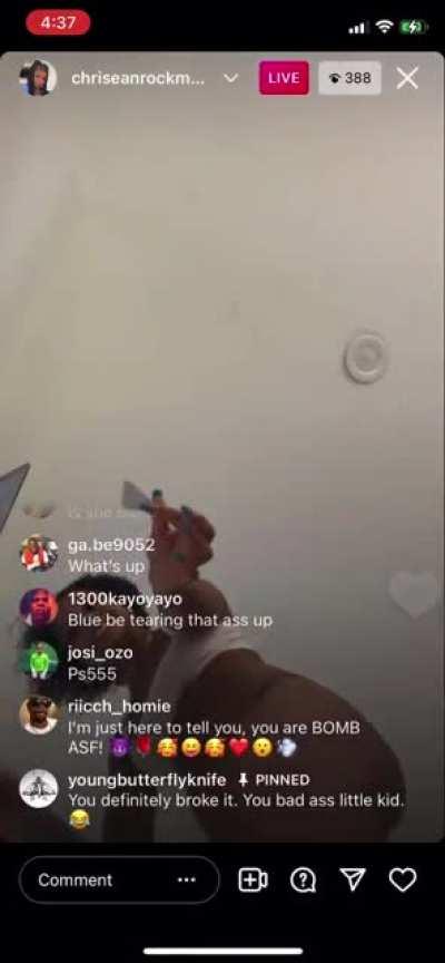 From yesterday’s 15 minute live. Wasn’t much worth saving. Just a bunch of drunk nonsense, but f*ck it, here it is. A Nip slip and some cheeks (the usual)