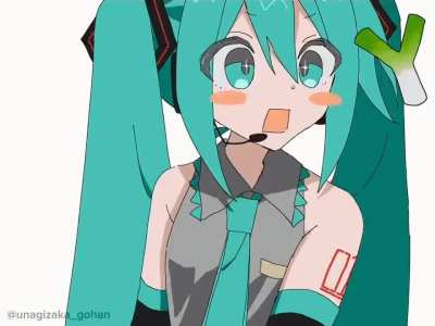 Miku wants the negi (by 鰻坂)