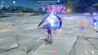 Clorinde electrocharged vs Shock trooper (boss 2)