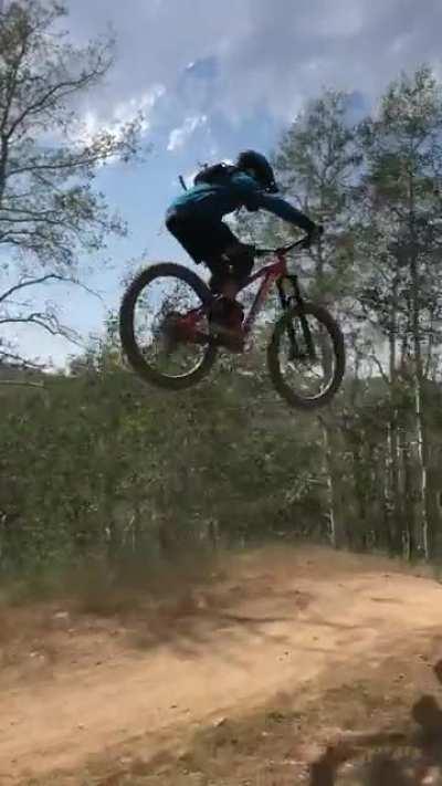 Me (15M) learning to boost the bigger tabletops (Tsunami at Deer Valley) @bike_texas_