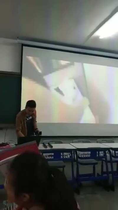 Schools teacher forgets to check his flashdrive