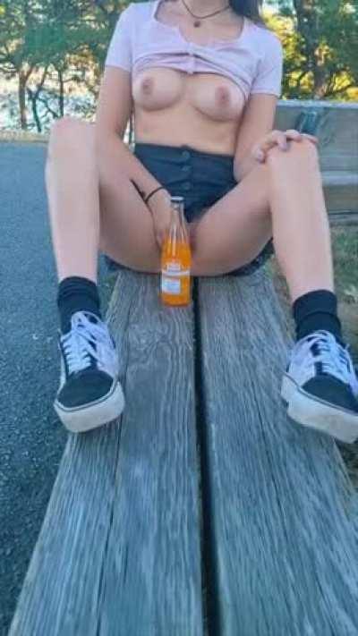 Fingering myself in a busy park but being a tease about it
