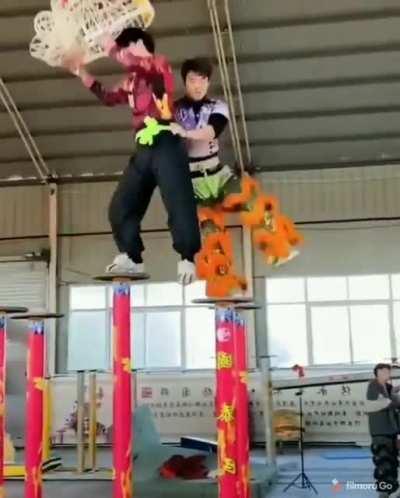 Lion dance practice.