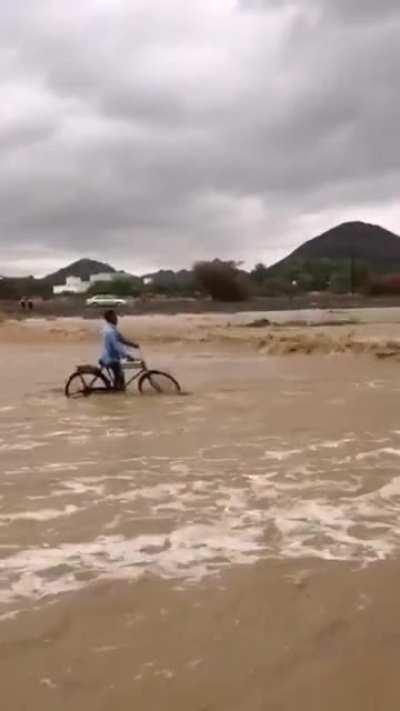 Guy takes on the flood