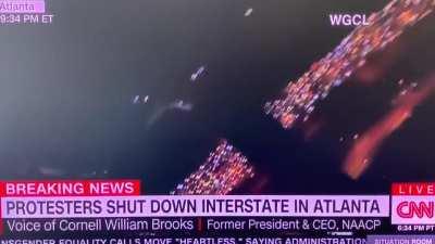 Protesters in Atlanta have COMPLETELY shut down I-75 right now in response to the murder of #RayshardBrooks