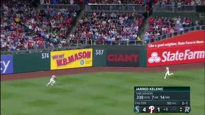 [Highlight] Christian Pache makes an incredible diving catch to rob r/baseball's favorite player, Jarred Kelenic, from extra bases