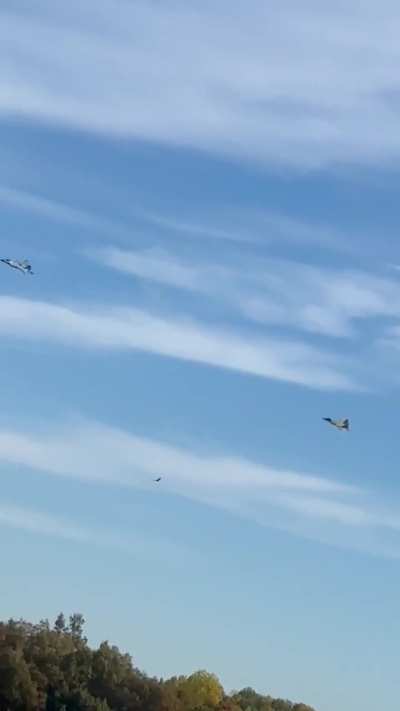 Freewing 90 F-22s, one goes down after getting its rudder clipped