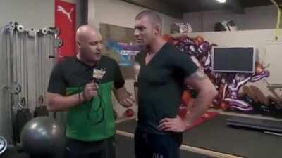 Guy in the back didn't realize the treadmill was turned on