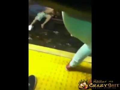 Drunk man on NYC Subway