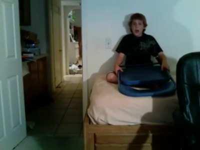 kid yeets a kid with a chair