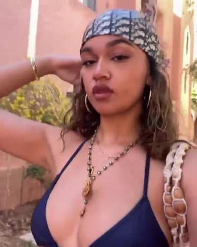 Walking in blue bikini top | IG July 5, 2024