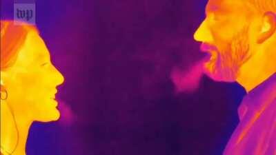 Usem máscara. Com câmera militar conseguiram visualizar os aerossóis.