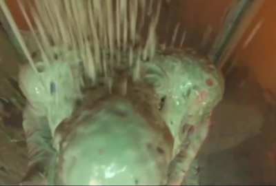 Lovely blonde gets a proper gunging